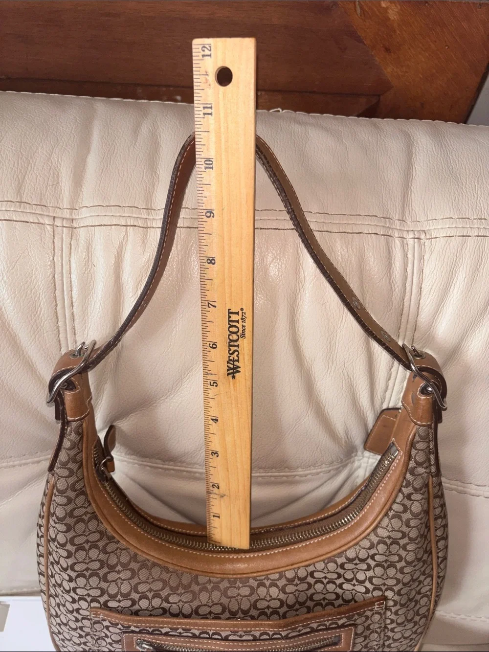 Coach Vintage Brown Signature Hobo with Tan Trim